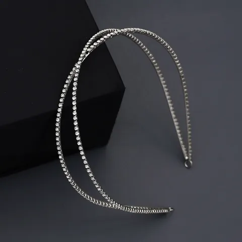 Diadema Cruzada de Strass Elegante para Mujer Oro Plata de Doble Capa para Boda Fiesta Joyería Minimalista