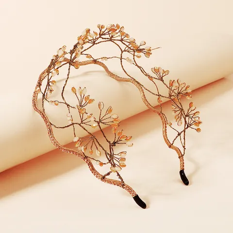 Cerchietto in Cristallo Fatto a Mano con Perline Vintage Etnico Accessori Capelli Sposa Matrimonio Tiara per Donna