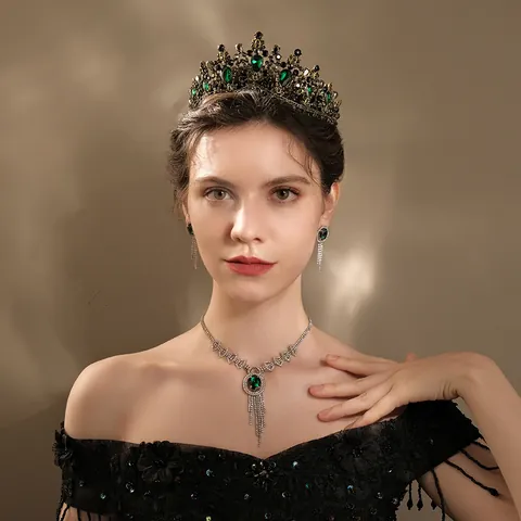 Corona Tiara Barroca Vintage de Strass Aleación Cristal Tocado de Novia para Boda Banquete Fiesta Accesorios para Mujer