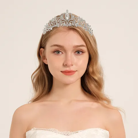 Corona Da Sposa Tiara In Lega Zirconia Strass Fiore Cuore Accessori Per Capelli Matrimonio Festa Donna Copricapo Principessa