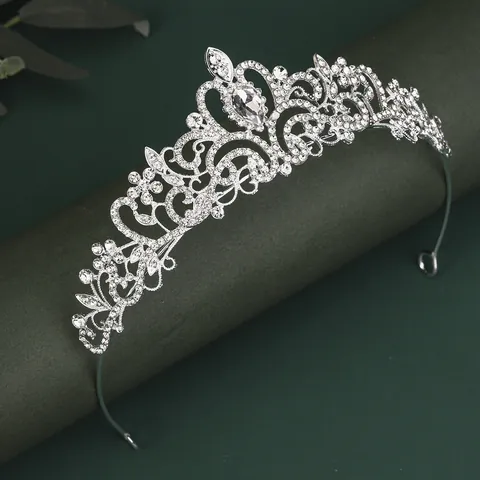 Corona Da Sposa Tiara In Lega Zirconia Strass Fiore Cuore Accessori Per Capelli Matrimonio Festa Donna Copricapo Principessa
