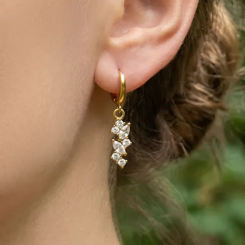 Orecchini a Cerchio Minimalisti in Acciaio Inossidabile per Donna Placcati Oro Argento Pendente con Nappa di Zircone Gioielli Ipoallergenici
