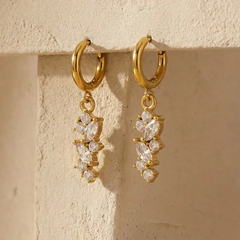 Orecchini a Cerchio Minimalisti in Acciaio Inossidabile per Donna Placcati Oro Argento Pendente con Nappa di Zircone Gioielli Ipoallergenici