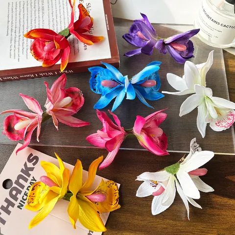 Simulatie Cymbidium Orchidee Bloem Haarclip Boheems Zomer Strand Vakantie Haaraccessoire Voor Vrouwen Bloem Haarspeld