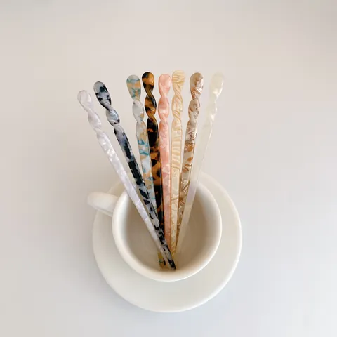 Koreaans Minimalistisch Acetaat Haarstokje Vintage Spiraal Haarspeld Voor Vrouwen Elegante Marmerpatroon Haaraccessoires