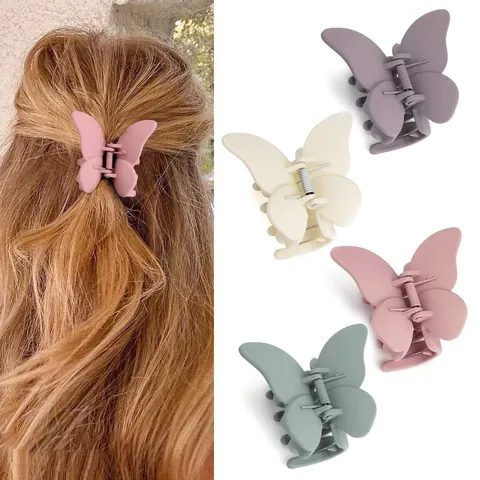 Matte Vlinder Haarklem Elegant PC Antislip Haargrijper Voor Dames Meisjes Minimalistisch Koreaanse Stijl Haaraccessoires Haarspelden Voor Dik Haar