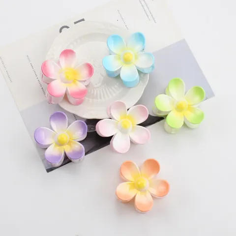 Gradient Blume Haarkralle Süß Matt Kunststoff Haarklammer Für Damen Hinterkopf Pferdeschwanz Haarschmuck Mode Kopfschmuck