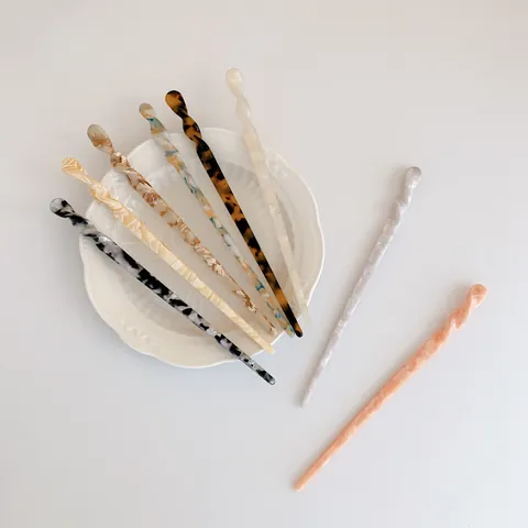 Koreaans Minimalistisch Acetaat Haarstokje Vintage Spiraal Haarspeld Voor Vrouwen Elegante Marmerpatroon Haaraccessoires