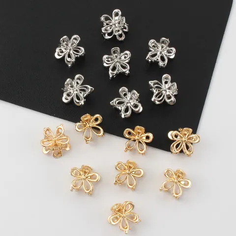 Minimalistische Legering Metalen Bloemen Haarklem Zoete Holle Florale Mini Pony Clip Voor Vrouwen Goud Zilver Haaraccessoires