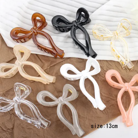 Pinza per Capelli Grande a Fiocco 13cm per Donna Clip a Squalo Coda Alta Accessorio per Capelli in Plastica Stile Coreano Dolce Moda