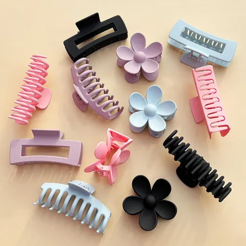 Matte Hair Claw Clips For Women Girls Thick Thin Hair Nonslip Flower Geometric Rectangle Shark Hair Accessories Collection