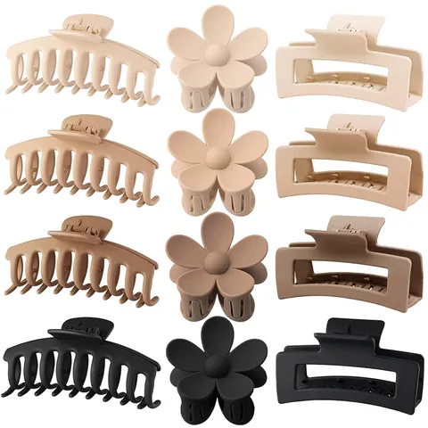 Matte Hair Claw Clips For Women Girls Thick Thin Hair Nonslip Flower Geometric Rectangle Shark Hair Accessories Collection