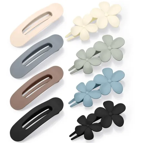 Matte Flower Hair Clips Geometric Hollow Hair Claws Morandi Colors Frosted Resin Hairpins Non-slip Headwear For Women