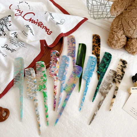 Fashion Acetate Marble Rat Tail Comb Anti-Static Tortoise Shell Hair Styling Parting Tool For Women Salon Styling Tools