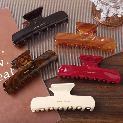 Large French Acetate Hair Claw Clip For Women Vintage Tortoise Shell Rectangle Shark Clip Elegant Hair Styling Accessories