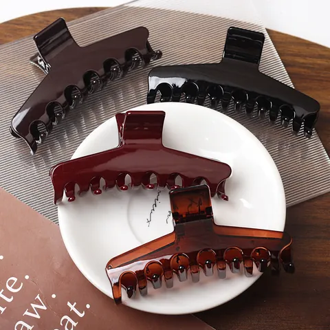 Vintage Kunststoff Große Haarkralle Für Damen Hochglanz Harz Haarklemme Elegante Geometrische Haarschmuck Für Dickes Haar