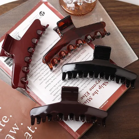 Vintage Kunststoff Große Haarkralle Für Damen Hochglanz Harz Haarklemme Elegante Geometrische Haarschmuck Für Dickes Haar