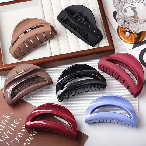 Grote Haarklemmen voor Dames Zachte Siliconen Mat Glanzend Minimalistisch Geometrisch Holle Haarklem Elegante Haaraccessoires