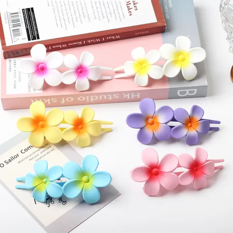 Elegante Gematteerde Bloem Haarspeld Dubbele Bloesem Eendensnavel Clip Voor Vrouwen Matte Hars Haaraccessoires Antislip Styling Tool