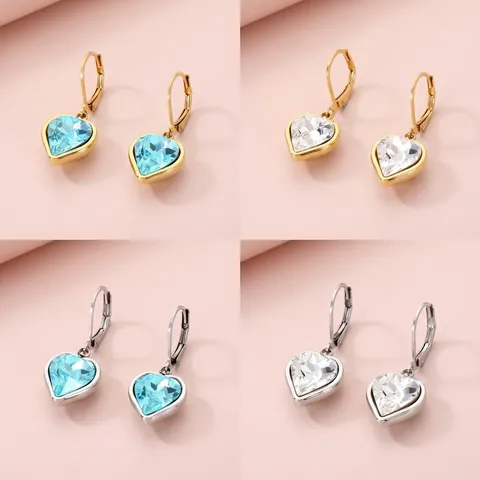 Edelstahl Herz Strass Ohrstecker Für Damen Süße Kristall Dangle Ohrringe Für Mädchen Täglicher Schmuck