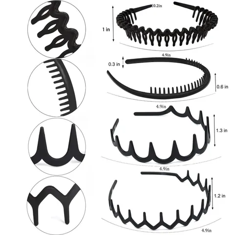 Diademas de Plástico de Color Caramelo Simples Dientes Antideslizantes Cintas para el Pelo Finas de Resina Ondulada para Mujer Niña Accesorios
