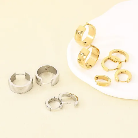 Simple Stainless Steel Hoop Earrings For Men Women High Polished Mirror Surface Huggie Earrings Geometric Ear Buckle Daily Jewelry