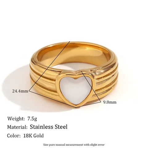 Anello In Acciaio Inossidabile Per Donna Placcato Oro Micro Intarsiato Strass Geometrico Cuore Fibbia Gioielli Chic