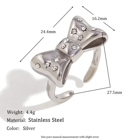 Strik Open Ring 18K Verguld Roestvrij Staal Micro Ingelegd Zirkoon Verstelbaar Elegant Trendy Sieraden Cadeau Voor Vrouwen