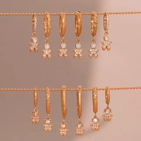 Σκουλαρίκια Κρίκοι Από Ανοξείδωτο Ατσάλι Με Ζιργκόν Μενταγιόν Μικρός Άνθρωπος Κορίτσι Επιχρυσωμένο Μόδα Κοσμήματα Για Γυναίκες