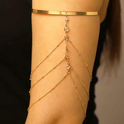 Dames Vintage Sexy Meerlagige Kwastjes Armketting Armband Minimalistisch Legering Strass Ingelegd Armmanchet Lichaamssieraden
