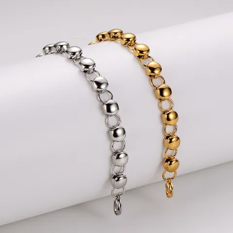 Pulsera de Campana de Acero Inoxidable Redonda Hueca para Mujer Diseño Único Chapado en Oro Minimalista Joyería de Lujo