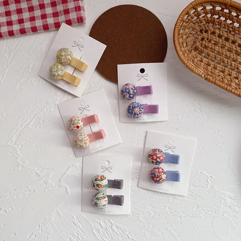 Pinzas para el Pelo de Tela con Estampado Floral Coreano Pequeñas Pinzas de Pico de Pato para Niñas Estilo Pastoral Tocados