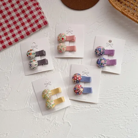 Pinzas para el Pelo de Tela con Estampado Floral Coreano Pequeñas Pinzas de Pico de Pato para Niñas Estilo Pastoral Tocados