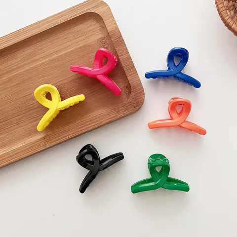 Dulce Pinza de Pelo Mini Color Caramelo Para Mujeres Niñas Pequeñas Horquillas de Plástico Moda Mate Cinta Retorcida Accesorios
