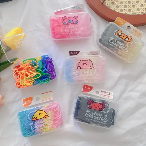 High Elastic TPU Hair Elastics For Kids Children Candy Colored Boxed Small Hair Ties Rubber Bands Strong Stretch Accessories