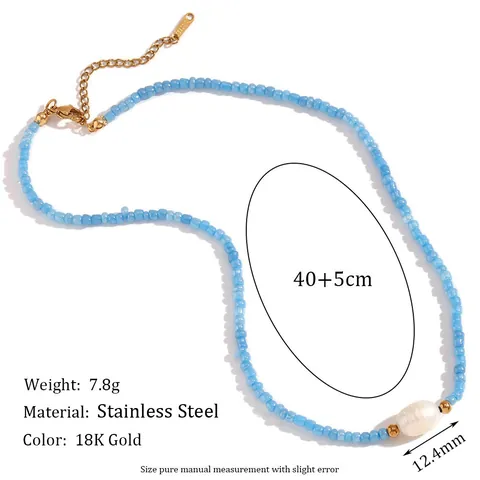 Beaded Artificial Pearl Necklace 316L Stainless Steel 18K Gold Plated Artificial Pearl Seed Beads Jewelry For Women