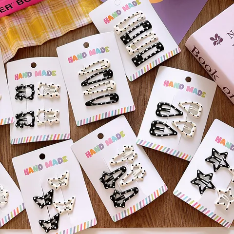 Süße Polka Dot Stern Herz Geometrische Haarklammern Für Mädchen Kinder Metall BB Klammern Haarnadeln Set Tägliche Haar Accessoires
