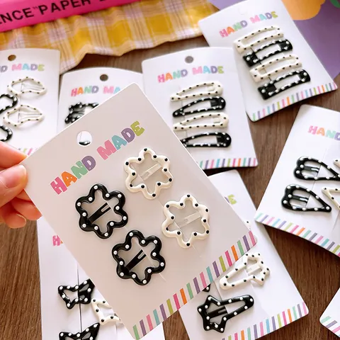 Süße Polka Dot Stern Herz Geometrische Haarklammern Für Mädchen Kinder Metall BB Klammern Haarnadeln Set Tägliche Haar Accessoires