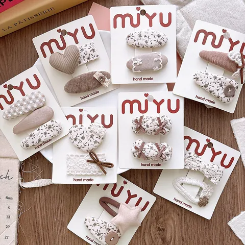 Süße Koreanische Stil Florale Stoff BB Haarclips Für Mädchen Handgefertigte Spitze Schleife Herz Stern Haarnadeln