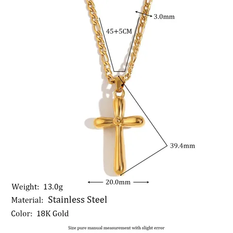 Ketting Dames 18K Verguld 316L Roestvrij Staal Hart Kruis Hanger Minimalistisch Geometrisch Slangen Figaro Graat Ketting