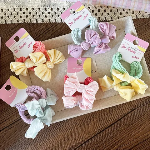 Süße Stoffschleife Elastische Haargummis Für Mädchen Kleiner Frischer Ponytail Halter Scrunchies Handgemachter Haarschmuck