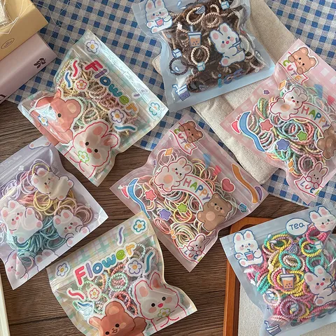 Kids Candy Color High Elastic Hair Ties Seamless Nylon Ponytail Holders For Girls Macaron Hair Bands Braiding Accessories