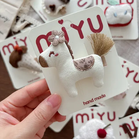 Handmade Fabric Embroidery Hair Clips Cute Cartoon Animal Fruit Floral Hairpins For Kids Girls Sweet Daily Hair Accessories