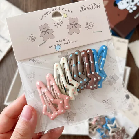 Set Di Fermagli Per Capelli Con Pois In Olio Per Bambini Ragazze Forma Di Stella Quadrata Goccia Forcine BB Accessori Capelli