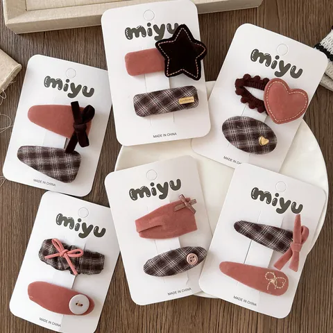 Women Girls Sweet Plaid Velvet Bowknot BB Hair Clips Hand-made Fabric Hairpins Side Clips Daily Styling Hair Accessories