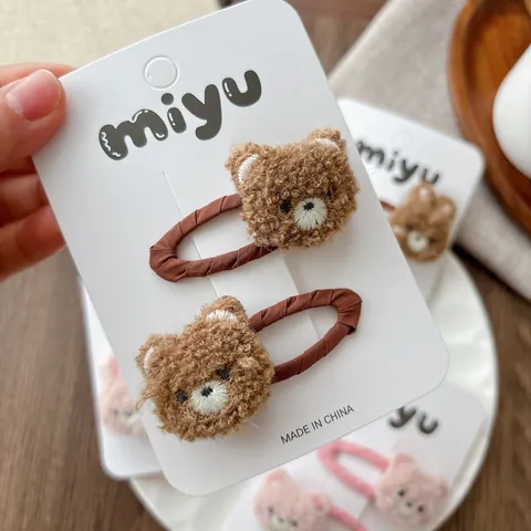 Süße Plüsch Tier Haarspangen Für Kinder Mädchen Handgefertigte Cartoon Bär Hase BB Haarnadeln Weiche Herbst Winter Haarschmuck