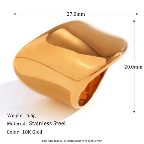 Anillo Geométrico Irregular Acero Inoxidable Chapado En Oro 18K Minimalista Joyería De Dedo Para Mujeres