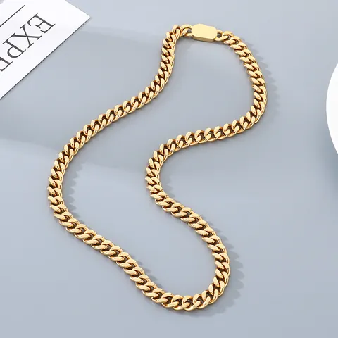 Fashion 8mm Stainless Steel Cuban Link Chain Necklace For Men Women Simple Punk Hip Hop Style Jewelry Accessory