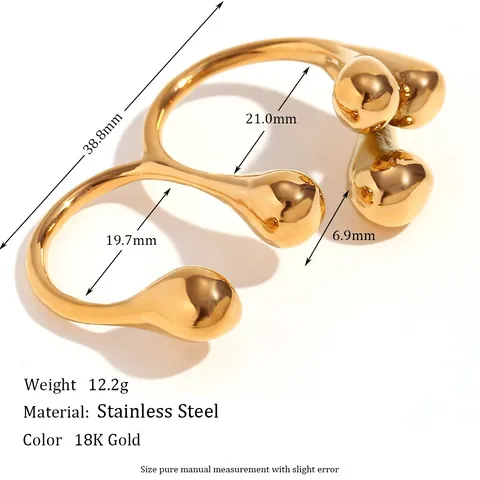 Vintage Stainless Steel 18K Gold Plated Rhinestone Ring Heart Flower Geometric Fashion Jewelry Finger Ring For Women