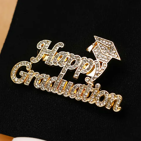 Happy Graduation Brooch Rhinestone Doctor Hat Letter Brooch Pin Exquisite Graduation Souvenir Gift For Classmate Women Men Jewelry